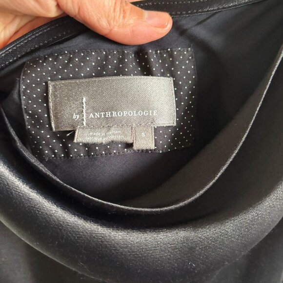 Anthropologie Women Shoulder Strap Shiny look Slip Satin Long Dress Black Size S - Picture 5 of 9